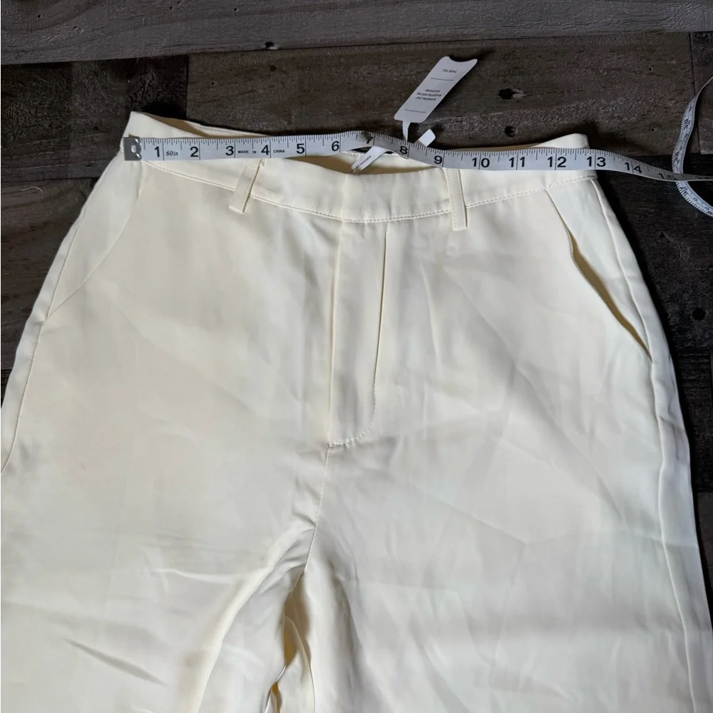SNDYS Ivory Wide Leg Pants High Rise Tailored Trousers‎ Minimalist Chic S NWT